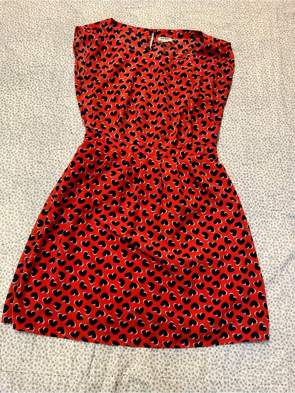 Old Navy Red Dress with Black Heart Print